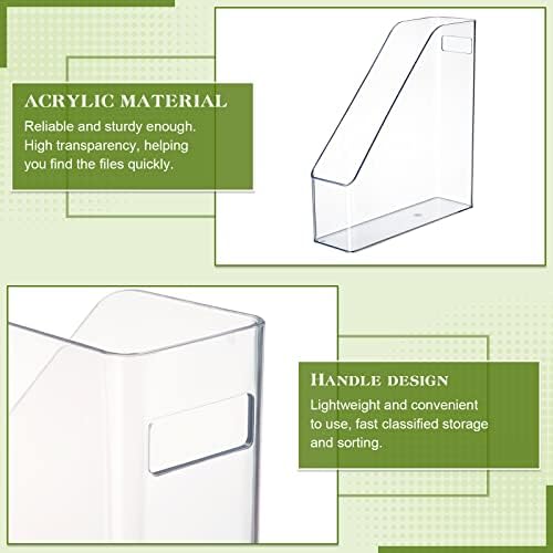 6 Pieces Clear Acrylic Magazine File Holder Plastic Desk Organizer with Handle Basics Vertical Magazine Rack Desk Folder Document Storage Organizer for Office Home School Work Study Desktop Supplies - Image 5